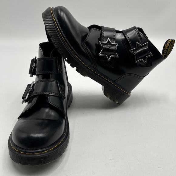 Dr Martens Devon Bex Boot Women’s Size 5 Docs Black Star Buckle VERY CLEAN - Picture 1 of 9